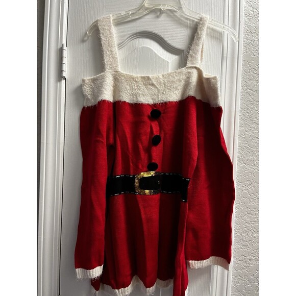 HOLIDAY TIME Red Christmas Sexy Santa Sweater Dress L For G & PL - Picture 1 of 4
